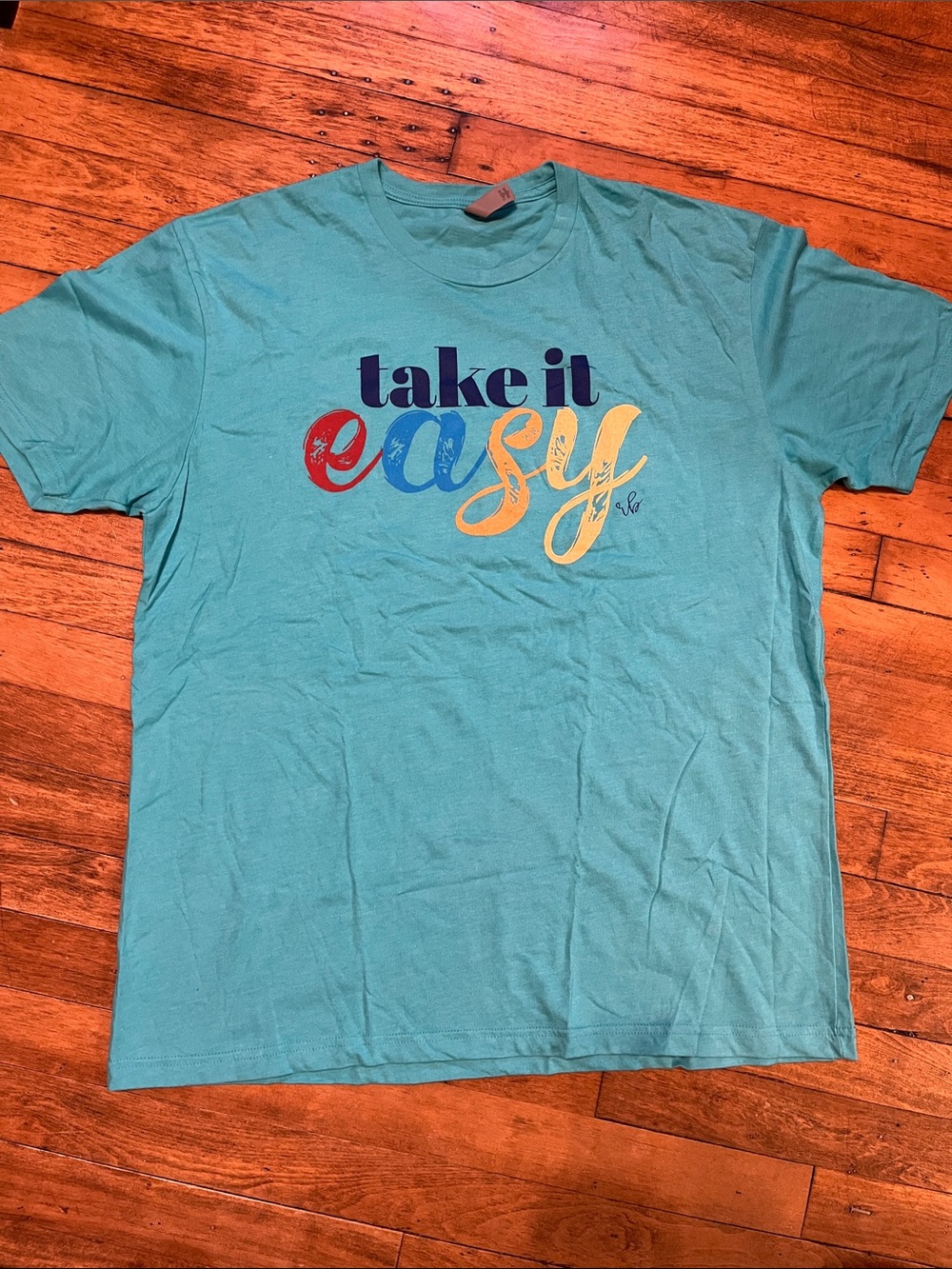 Next Level Apparel Aqua/Teal/Turquoise "Take It Easy" Graphic Tee